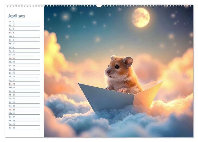 Produktbild: Mondpf&ouml;tchen - Ein zauberhafter Hamster Gute-Nacht-Kalender (hochwertiger Premium Wandkalender 2027 DIN A2 quer), Kunstdruck in Hochglanz