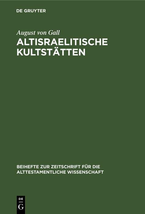 Produktbild: Altisraelitische Kultst&auml;tten