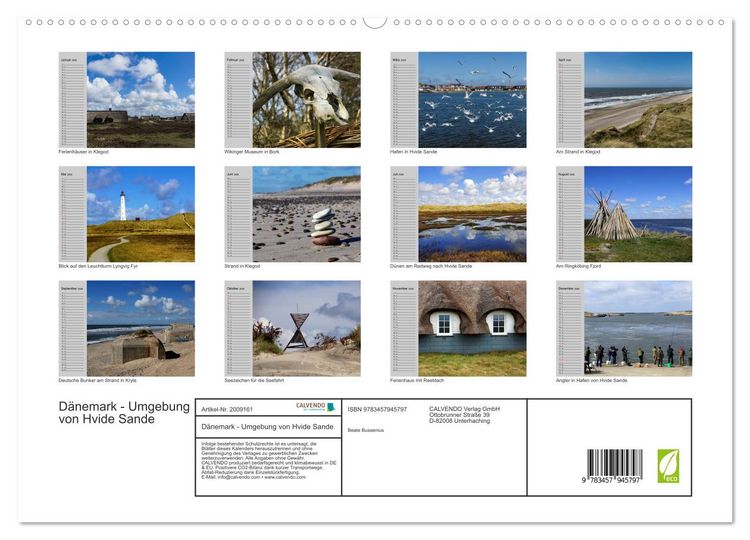 Produktbild: D&auml;nemark - Umgebung von Hvide Sande (hochwertiger Premium Wandkalender 2026 DIN A2 quer), Kunstdruck in Hochglanz