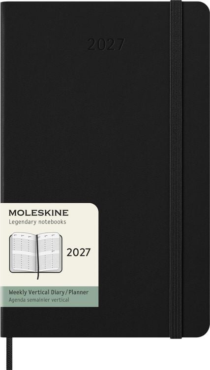 Produktbild: Moleskine 12 Monate Wochenkalender 2027, Large/A5, 1 Wo = 2 Seiten, vertikal, fester Einband, Schwarz