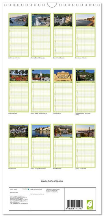 Produktbild: Familienplaner 2026 - Zauberhaftes Opatija mit 5 Spalten (Wandkalender, 21 x 45 cm) CALVENDO