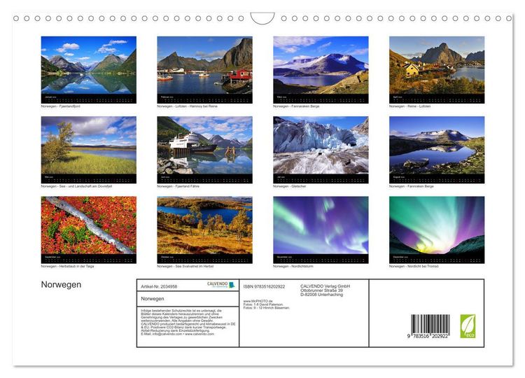 Produktbild: Norwegen (Wandkalender 2026 DIN A3 quer), CALVENDO Monatskalender