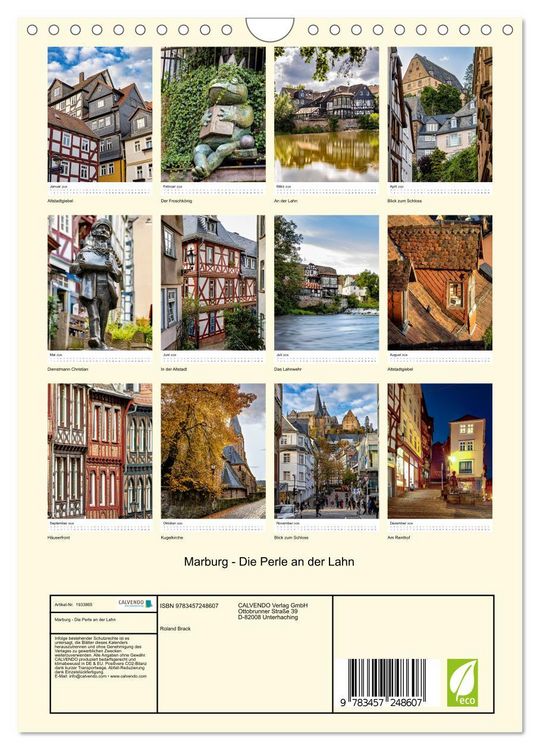 Produktbild: Marburg - Die Perle an der Lahn (Wandkalender 2026 DIN A4 hoch), CALVENDO Monatskalender