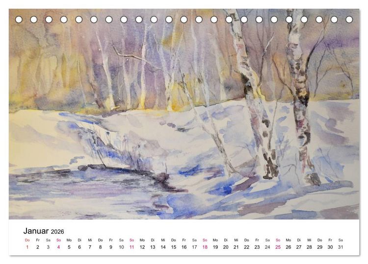 Produktbild: Mit Aquarellen durch das Jahr (Tischkalender 2026 DIN A5 quer), CALVENDO Monatskalender