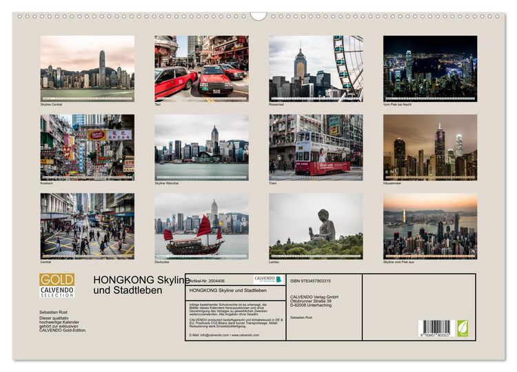 Produktbild: HONGKONG Skyline und Stadtleben (Wandkalender 2026 DIN A2 quer), CALVENDO Monatskalender