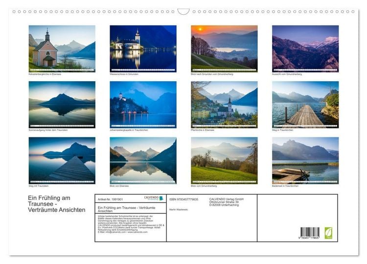 Produktbild: Ein Fr&uuml;hling am Traunsee - Vertr&auml;umte Ansichten (Wandkalender 2026 DIN A2 quer), CALVENDO Monatskalender