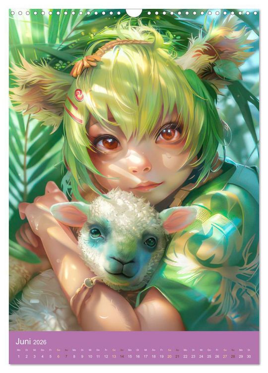 Produktbild: Manga Kinder - Unersch&uuml;tterliche Tierliebe (Wandkalender 2026 DIN A3 hoch), CALVENDO Monatskalender
