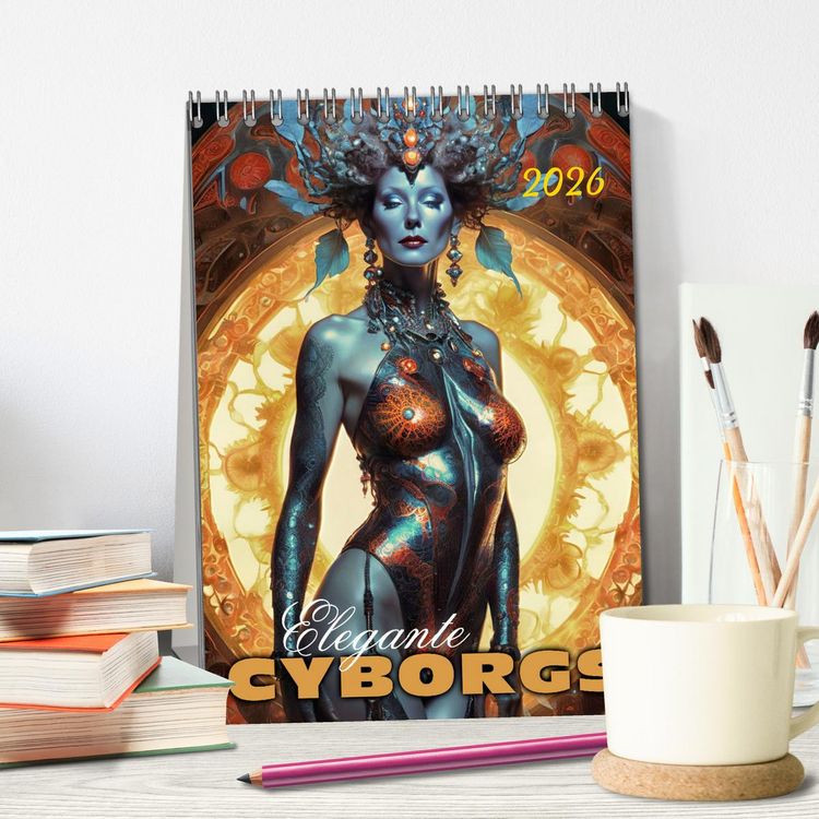 Produktbild: Elegante Cyborgs (Tischkalender 2026 DIN A5 hoch), CALVENDO Monatskalender