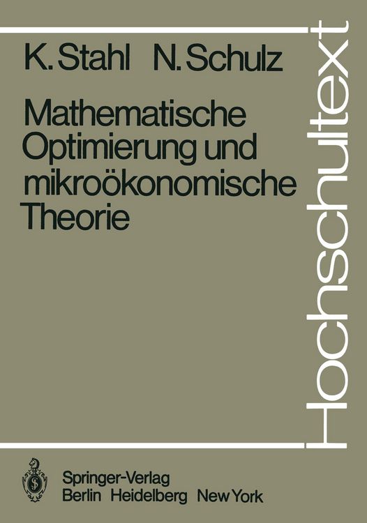 Produktbild: Mathematische Optimierung und mikro&ouml;konomische Theorie