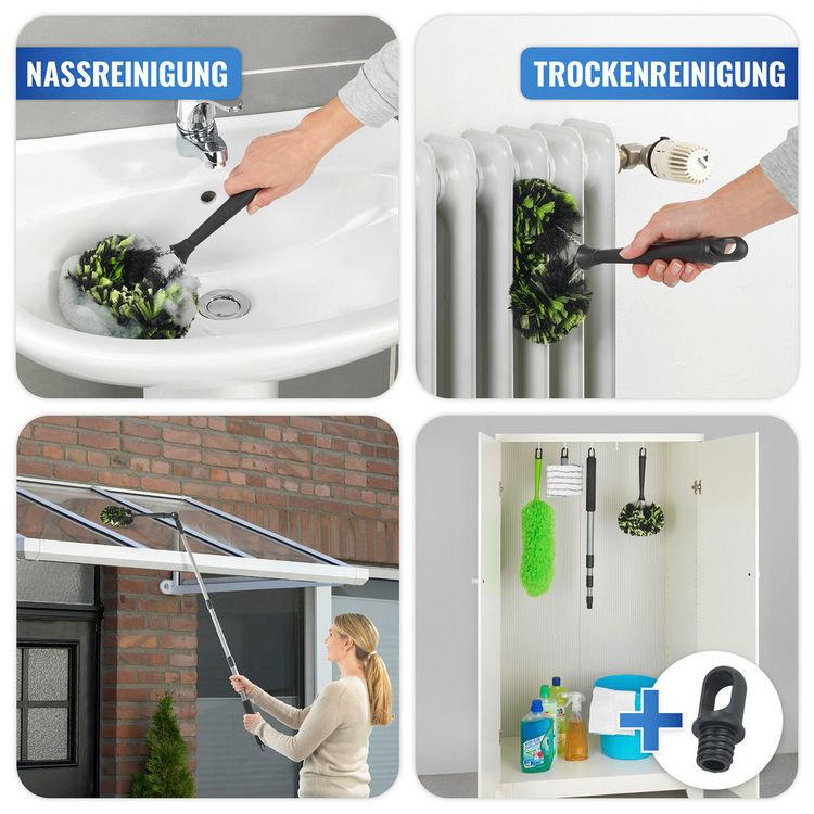 Produktbild: Eck-Staubb&uuml;rste mit Knickgelenk und Teleskop-Stiel, Trocken-, und Nassreinigung