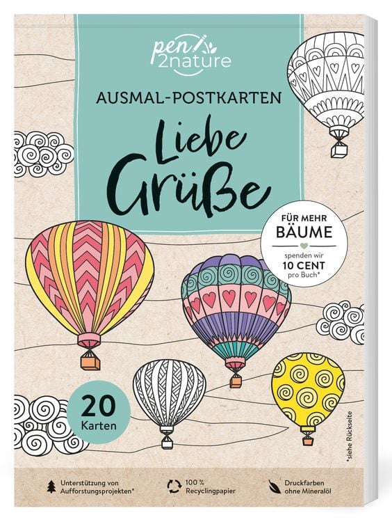Produktbild: Ausmal-Postkarten Liebe Grüße | 20 Karten