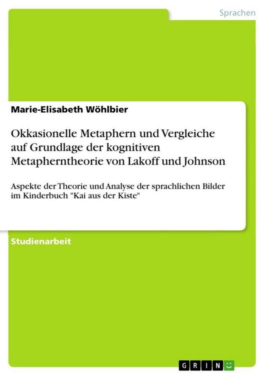 Produktbild: Okkasionelle Metaphern und Vergleiche auf Grundlage der kognitiven Metapherntheorie von Lakoff und Johnson