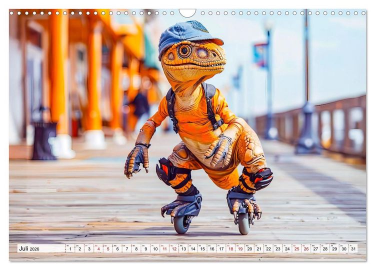 Produktbild: Dinosaurier Sommer - Urzeitlich witzige Strandparty (Wandkalender 2026 DIN A3 quer), CALVENDO Monatskalender