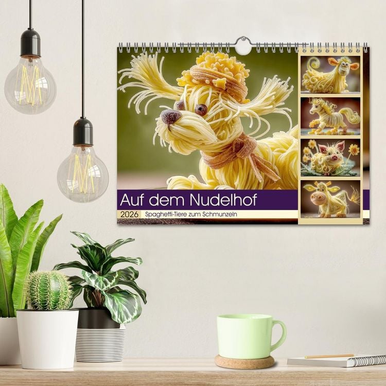 Produktbild: Auf dem Nudelhof. Spaghetti-Tiere zum Schmunzeln (Wandkalender 2026 DIN A4 quer), CALVENDO Monatskalender