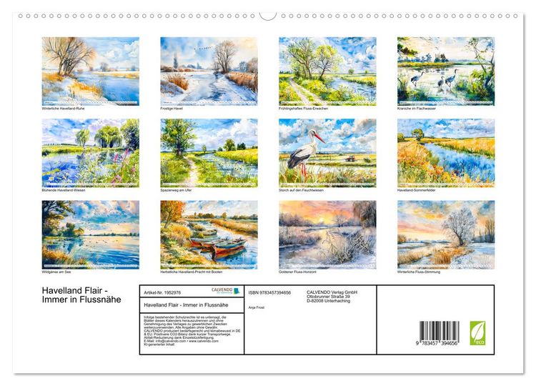 Produktbild: Havelland Flair - Immer in Flussn&auml;he (hochwertiger Premium Wandkalender 2026 DIN A2 quer), Kunstdruck in Hochglanz