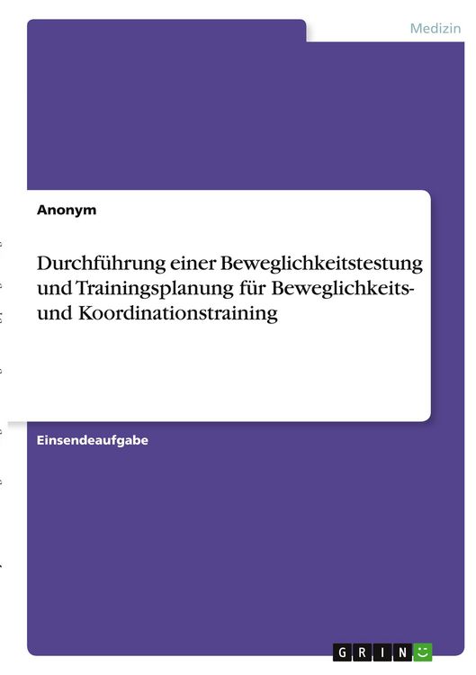 Produktbild: Durchf&uuml;hrung einer Beweglichkeitstestung und Trainingsplanung f&uuml;r Beweglichkeits- und Koordinationstraining