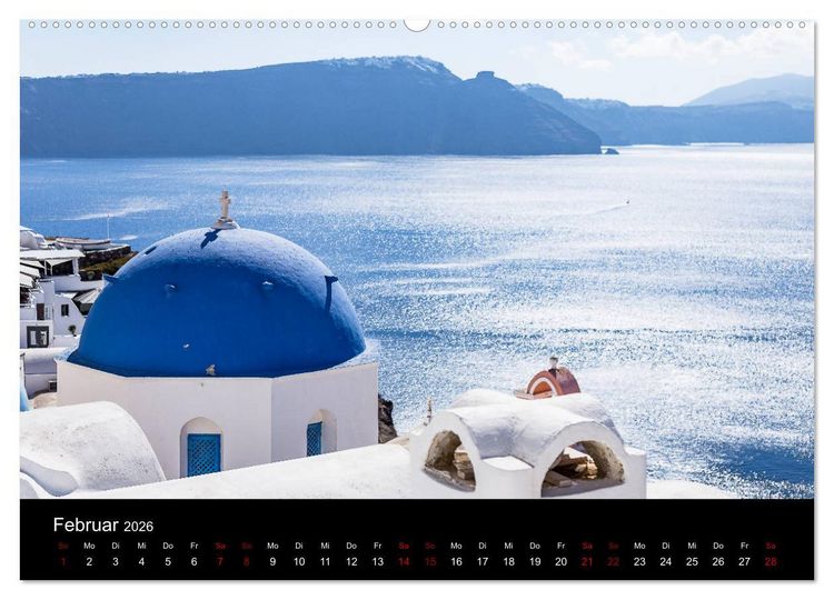 Produktbild: Santorini - K&ouml;nigin der Kykladen (hochwertiger Premium Wandkalender 2026 DIN A2 quer), Kunstdruck in Hochglanz