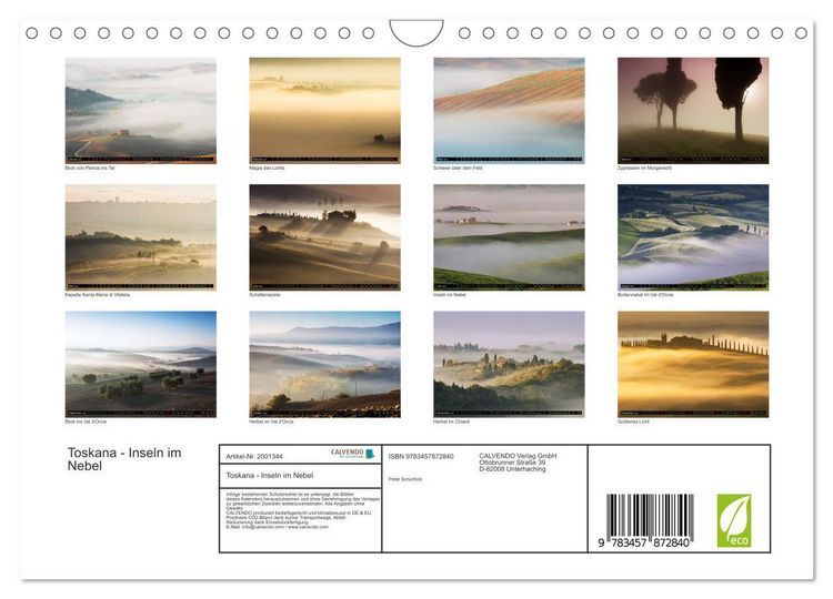 Produktbild: Toskana - Inseln im Nebel (Wandkalender 2026 DIN A4 quer), CALVENDO Monatskalender