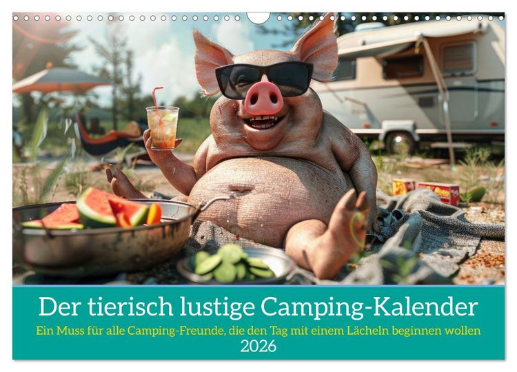 Produktbild: Der tierisch lustige Camping-Kalender (Wandkalender 2026 DIN A3 quer), CALVENDO Monatskalender