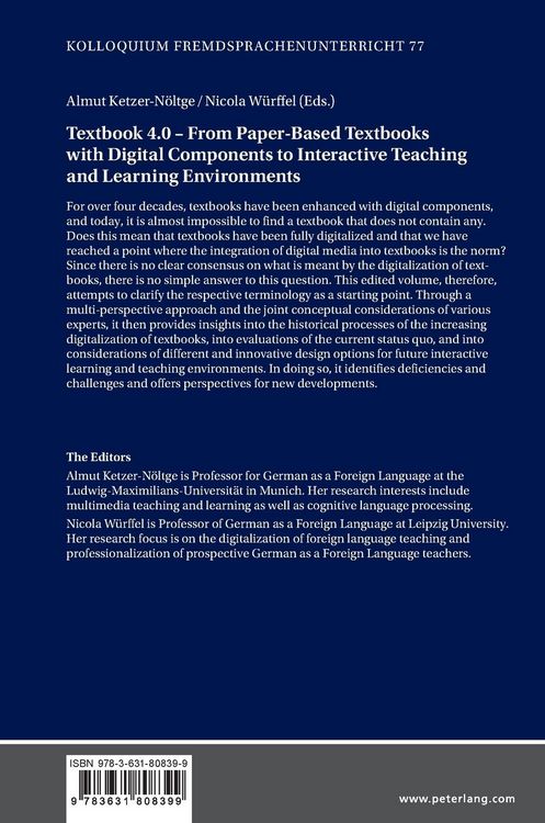 Produktbild: Textbook 4.0 &ndash; From Paper-Based Textbooks with Digital Components to Interactive Teaching and Learning Environments