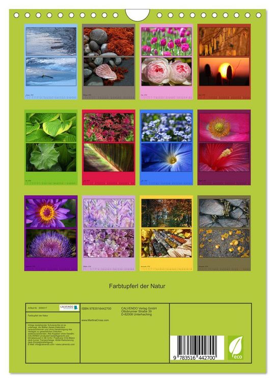 Produktbild: Farbtupferl der Natur (Wandkalender 2026 DIN A4 hoch), CALVENDO Monatskalender