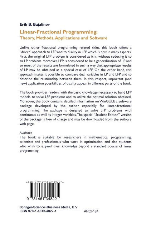 Produktbild: Linear-Fractional Programming Theory, Methods, Applications and Software