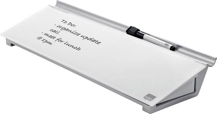 Produktbild: nobo Glas-Notizboard Diamond Glass Memo Desktop (B x H) 458 mm x 60 mm Brillant-Wei&szlig; Inkl. Ablageschale, Inkl. Boardmarker