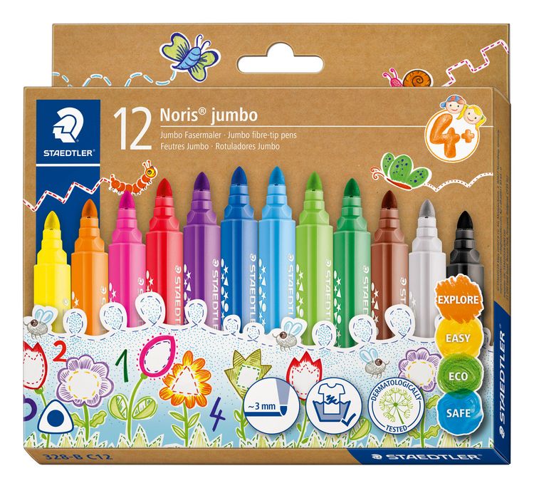 Produktbild: STAEDTLER Noris Schreib- und Zeichbedarf Noris jumbo 328-B Dreikantiger jumbo Fasermaler, 12er Set