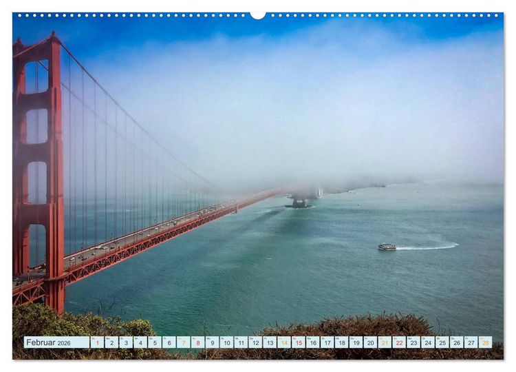 Produktbild: Golden Gate Bridge - Synonym f&uuml;r San Francisco (hochwertiger Premium Wandkalender 2026 DIN A2 quer), Kunstdruck in Hochglanz