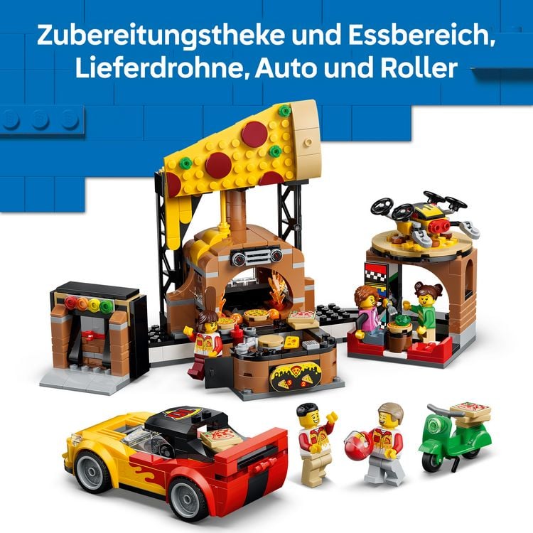 Produktbild: LEGO City 60496 Pizza-Liefererlebnis mit Fahrzeugen, Spielzeug-Pizzeria, Spielset f&uuml;r Kinder