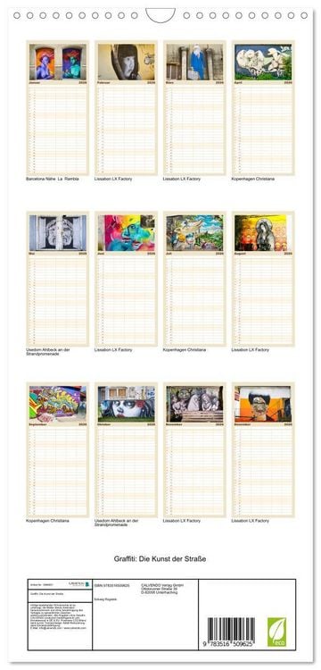 Produktbild: Familienplaner 2026 - Graffiti: Die Kunst der Stra&szlig;e mit 5 Spalten (Wandkalender, 21 x 45 cm) CALVENDO