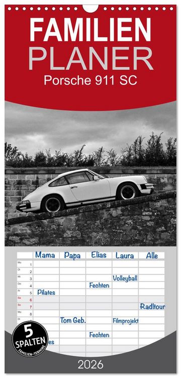 Produktbild: Familienplaner 2026 - Porsche 911 SC mit 5 Spalten (Wandkalender, 21 x 45 cm) CALVENDO
