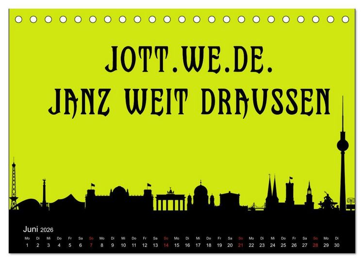 Produktbild: Berliner Mundart (Tischkalender 2026 DIN A5 quer), CALVENDO Monatskalender