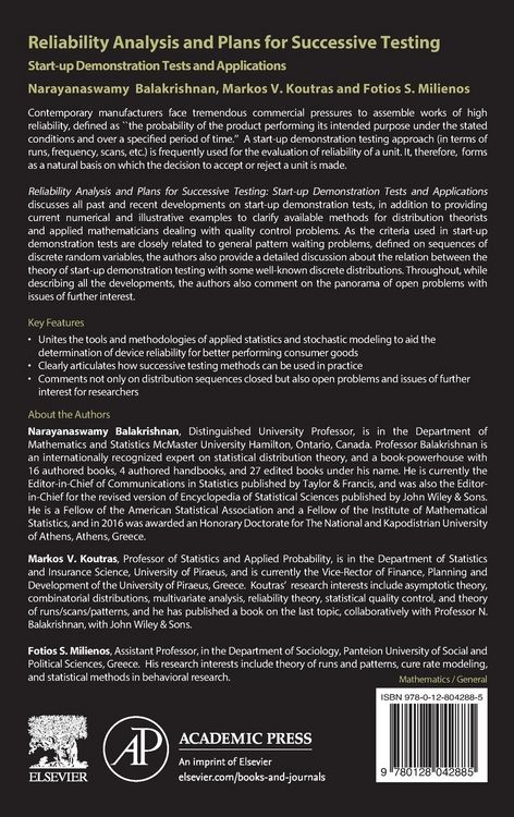 Produktbild: Reliability Analysis and Plans for Successive Testing