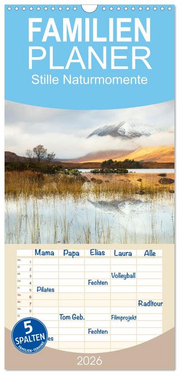 Produktbild: Familienplaner 2026 - Stille Naturmomente mit 5 Spalten (Wandkalender, 21 x 45 cm) CALVENDO