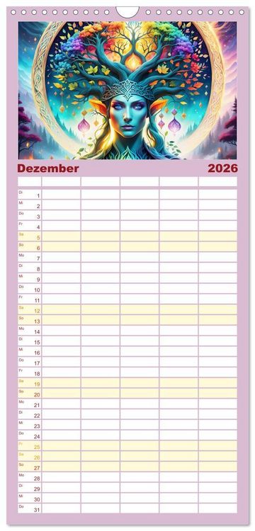 Produktbild: Familienplaner 2026 - Elfen Zauberhafte Fantasiewesen mit 5 Spalten (Wandkalender, 21 x 45 cm) CALVENDO