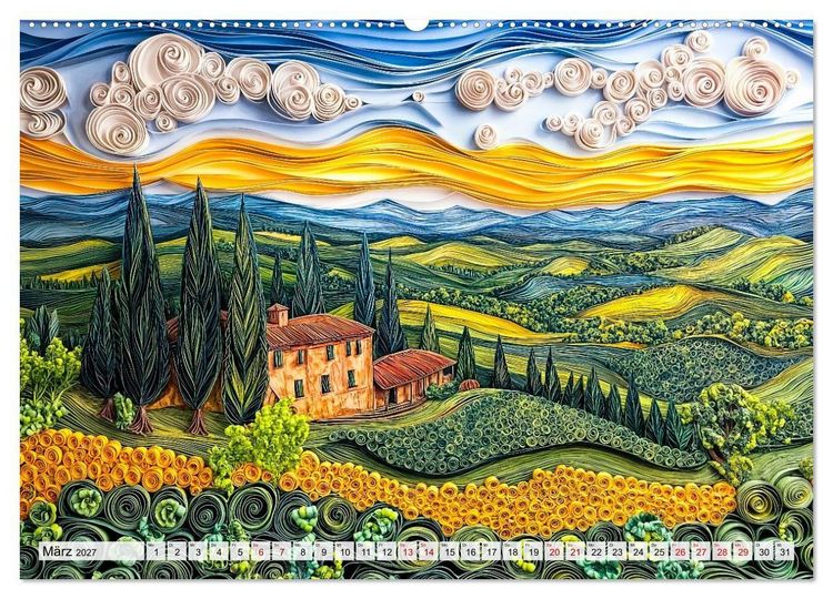 Produktbild: Quilling Landschaften - Papierkunst zwischen Himmel und Erde (Wandkalender 2027 DIN A2 quer), CALVENDO Monatskalender
