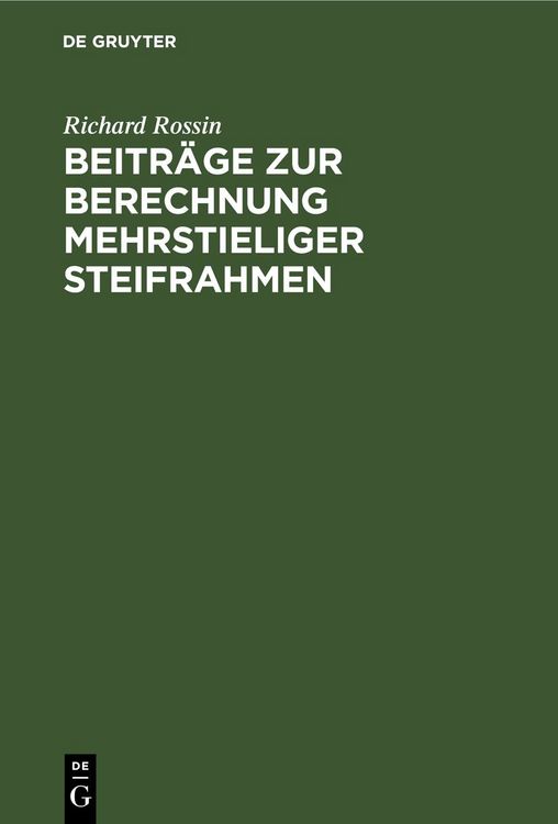Produktbild: Beitr&auml;ge zur Berechnung mehrstieliger Steifrahmen