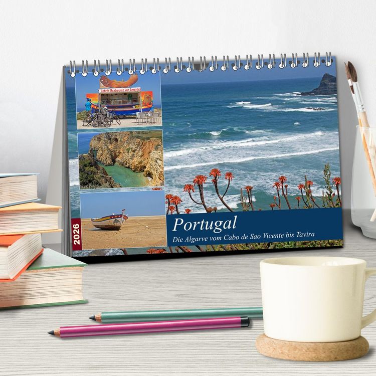 Produktbild: Portugal - Die Algarve vom Cabo de Sao Vicente bis Tavira (Tischkalender 2026 DIN A5 quer), CALVENDO Monatskalender