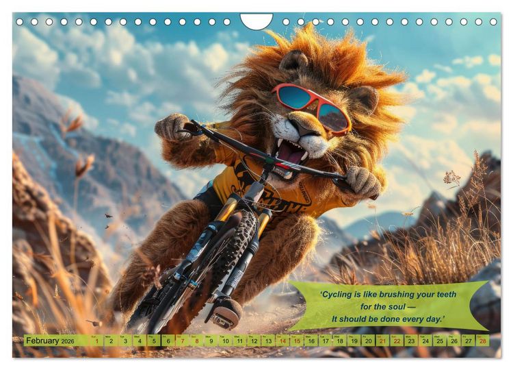 Produktbild: Funny charming animals on a bicycle (Wall Calendar 2026 DIN A4 landscape), CALVENDO 12 Month Wall Calendar