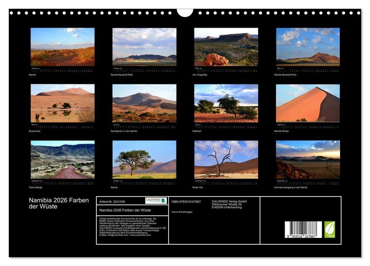 Produktbild: Namibia 2026 Farben der W&uuml;ste (Wandkalender 2026 DIN A3 quer), CALVENDO Monatskalender