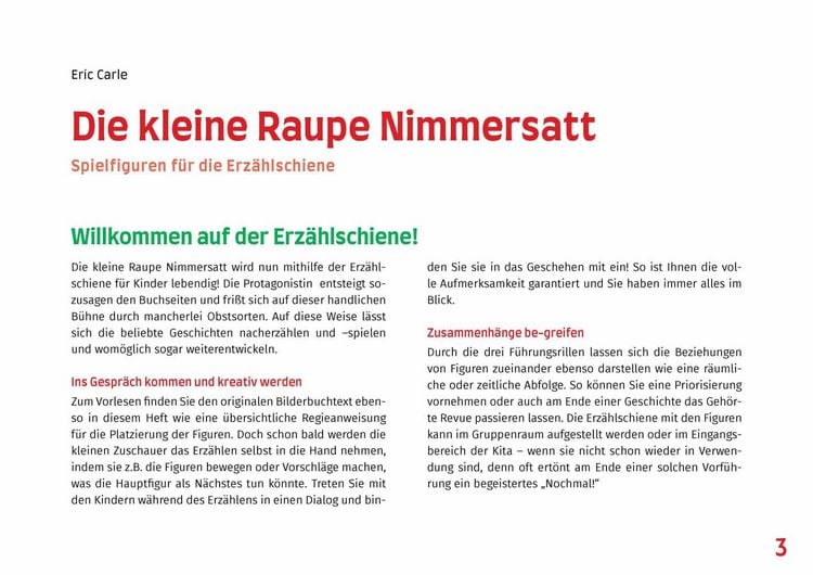 Produktbild: Die kleine Raupe Nimmersatt. Erz&auml;hlschienen-Figurenset