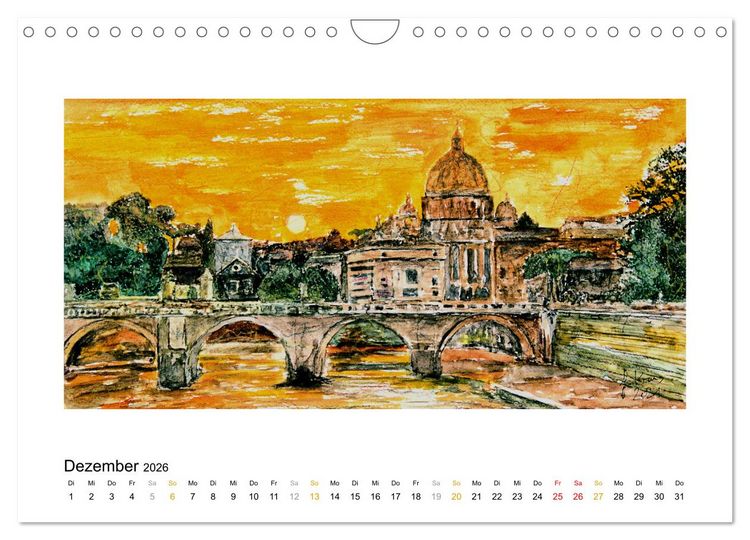 Produktbild: ROM In stillen Aquarellen (Wandkalender 2026 DIN A4 quer), CALVENDO Monatskalender