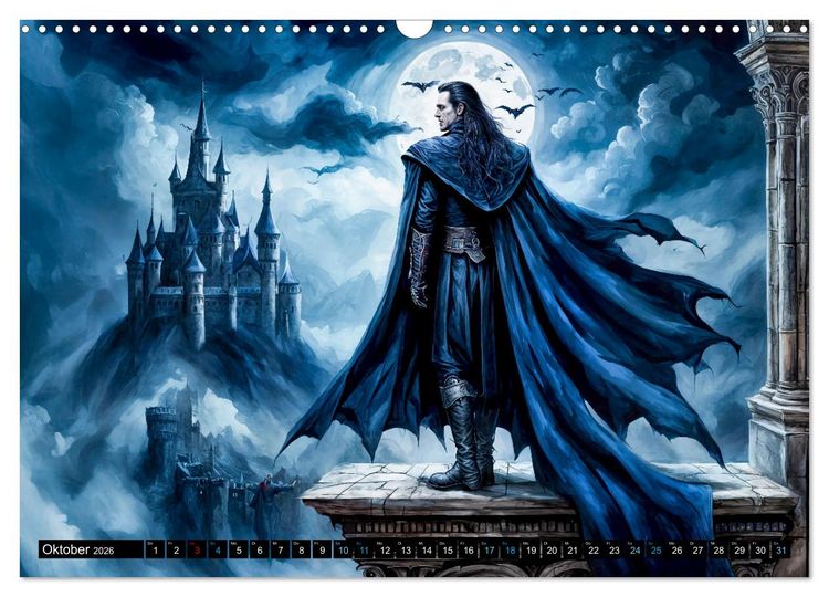 Produktbild: Finsternis der Vampire - Mystischer d&uuml;sterer Fantasy Kalender (Wandkalender 2026 DIN A3 quer), CALVENDO Monatskalender