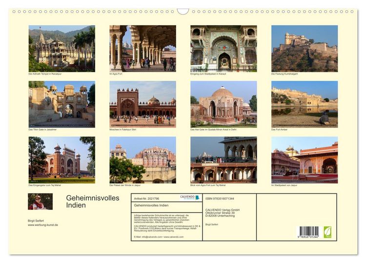 Produktbild: Geheimnisvolles Indien (Wandkalender 2026 DIN A2 quer), CALVENDO Monatskalender