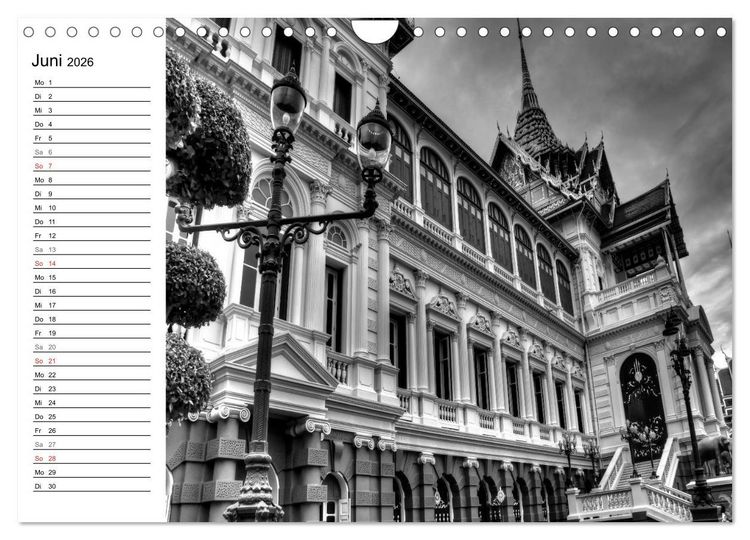 Produktbild: Bangkok Impressionen in Schwarz Wei&szlig; (Wandkalender 2026 DIN A4 quer), CALVENDO Monatskalender