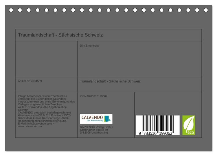 Produktbild: Traumlandschaft - S&auml;chsische Schweiz (Tischkalender 2026 DIN A5 quer), CALVENDO Monatskalender