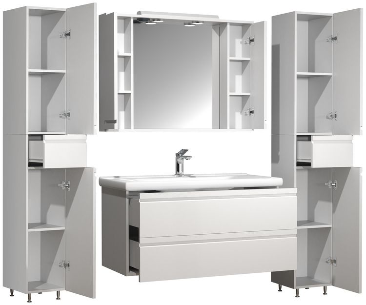 Produktbild: 5-tlg. Waschplatz Waschtisch Schubladen Silora XL