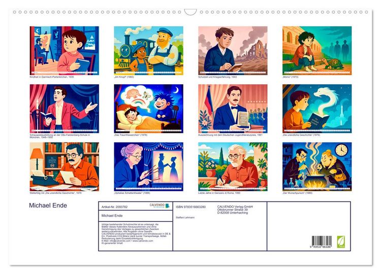 Produktbild: Michael Ende (Wandkalender 2026 DIN A2 quer), CALVENDO Monatskalender