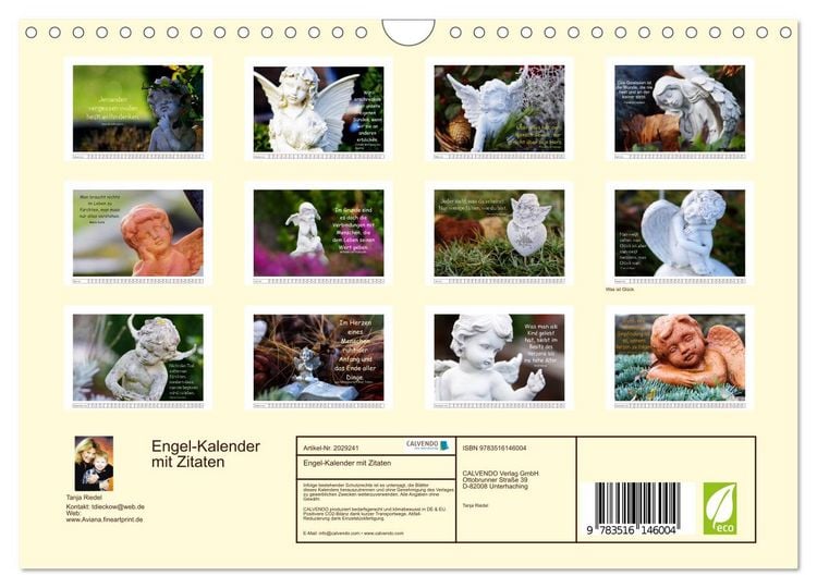 Produktbild: Engel-Kalender mit Zitaten (Wandkalender 2026 DIN A4 quer), CALVENDO Monatskalender